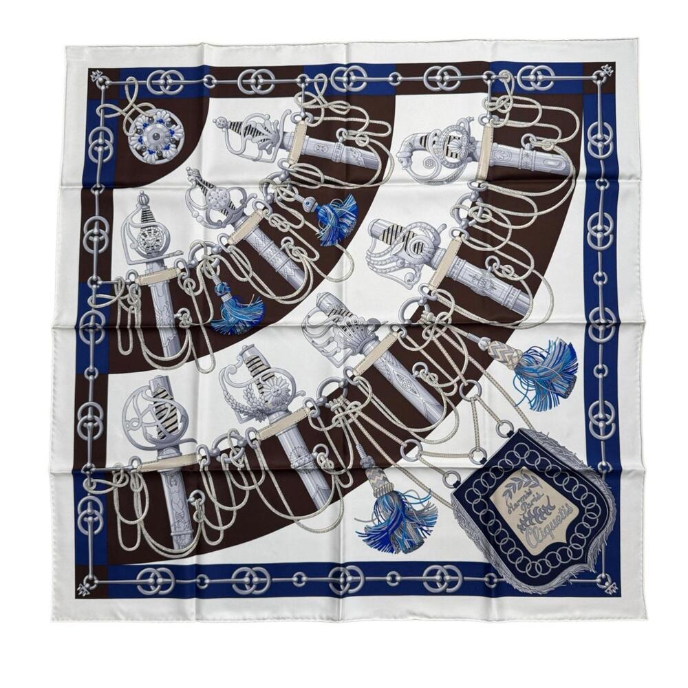 Hermes Cliquetis Silk Scarf/Muffler (Carré 90) - Sword Pattern Women's